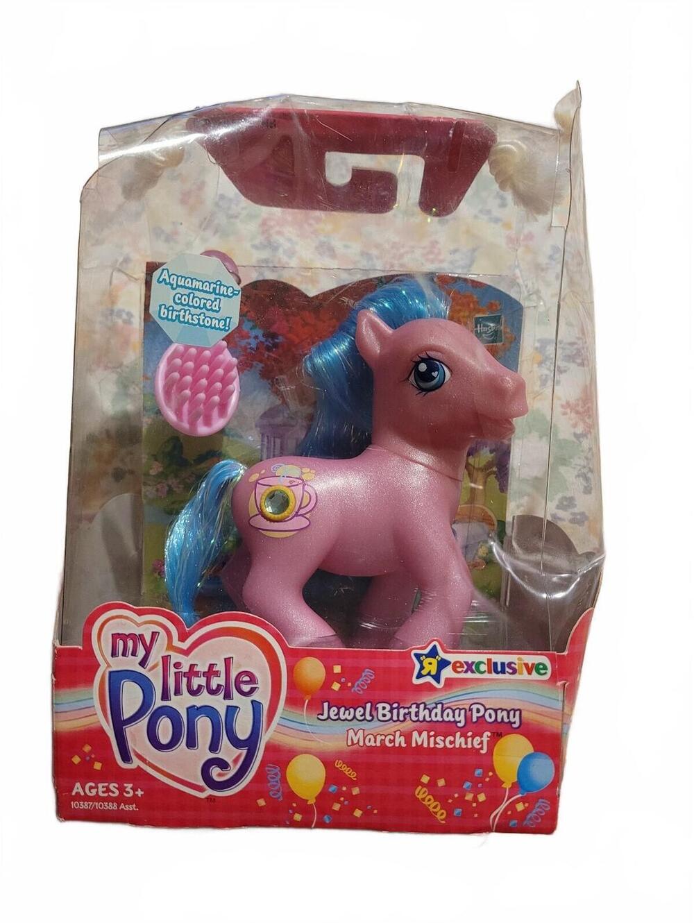 Rare Vtg 2004 My Little Pony Jewel Birthday Pony March Mischief Figure W/Brush